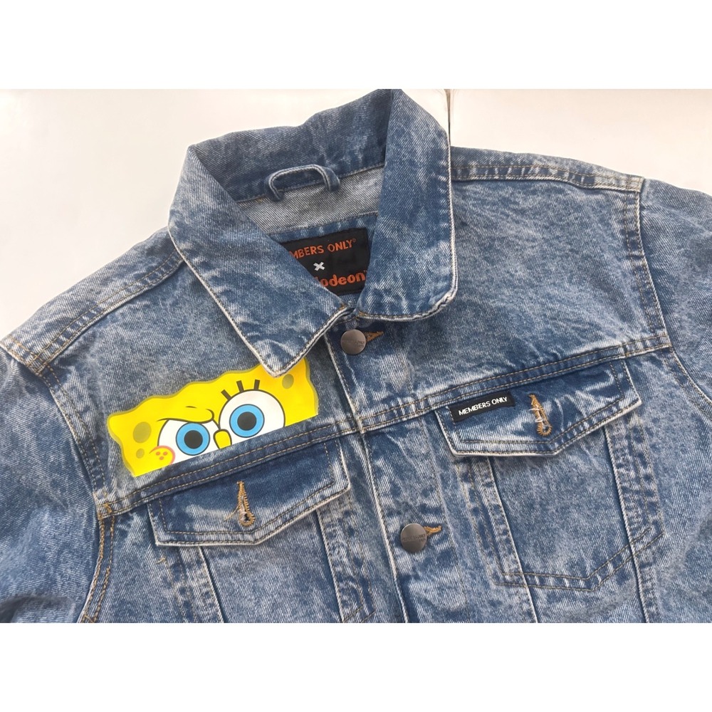 Members‎ Only x Nickelodeon SpongeBob Denim Jacket Blue Acid Wash MN050128 Large - Picture 2 of 6